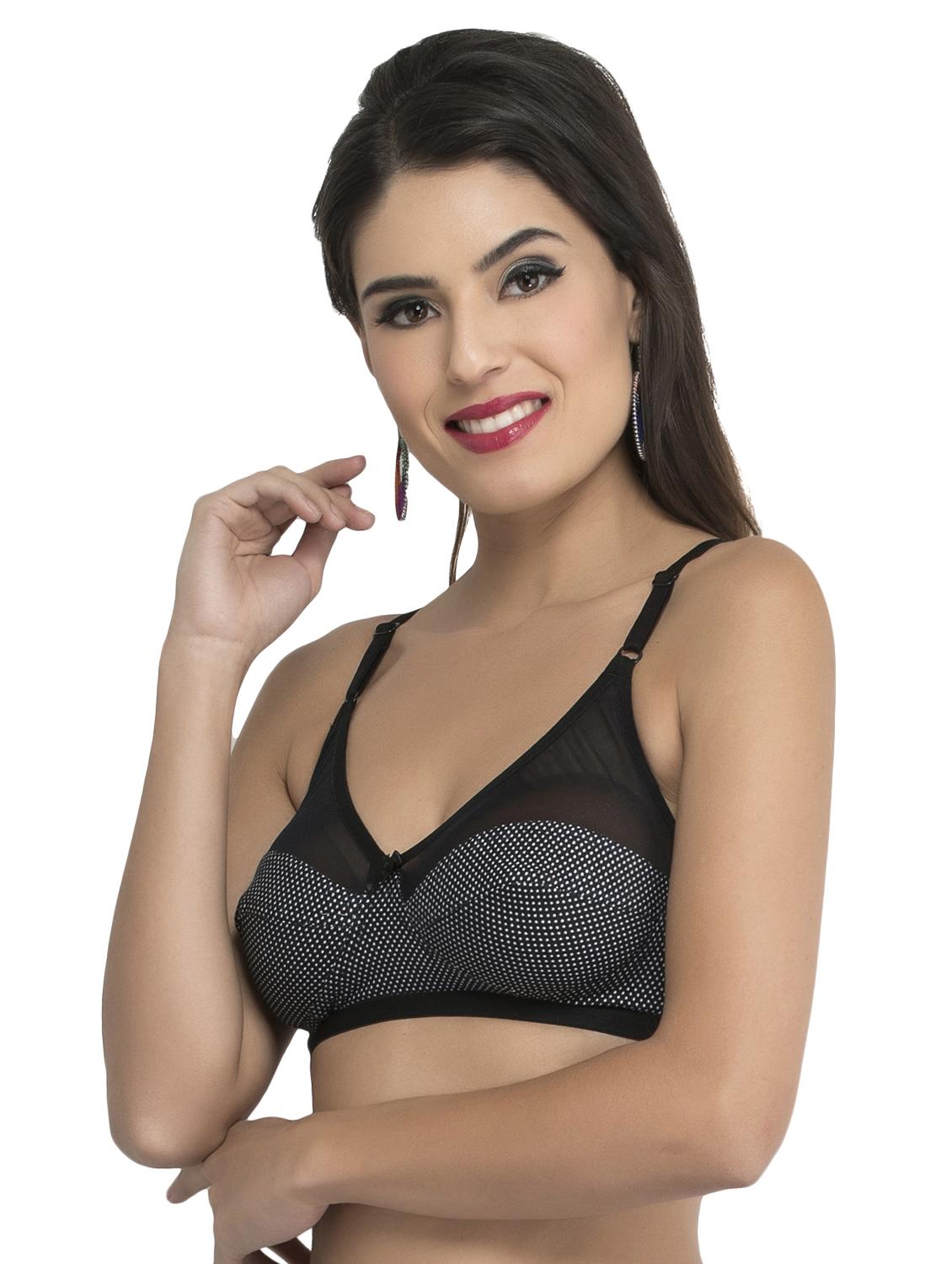 black polka dotted hosery bra - 15063474 -  Standard Image - 1