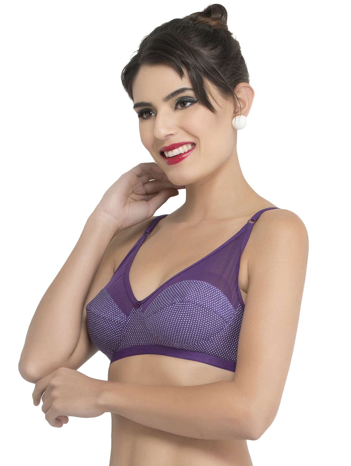 purple polka dotted hosery bra - 15063478 - Standard Image - 1