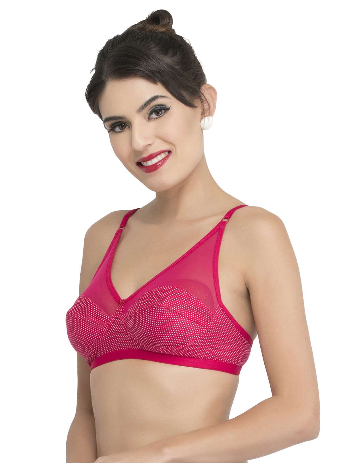 pink polka dotted hosery bra - 15063479 - Standard Image - 1