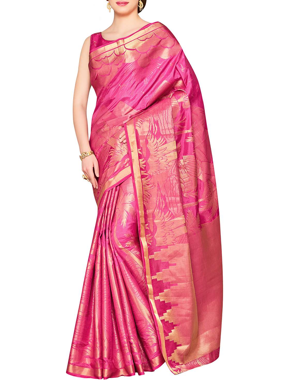 pink art silk kanjivaram saree with blouse