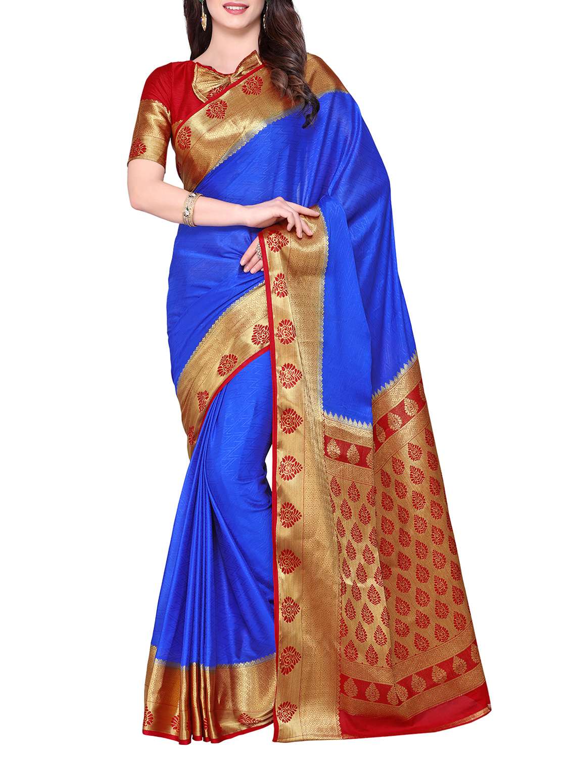 blue crepe kanjivaram saree