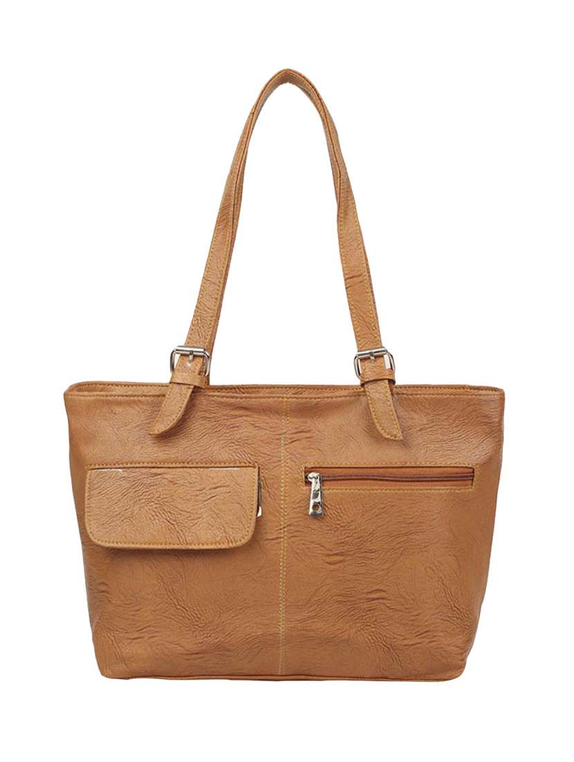brown leatherette  regular handbag