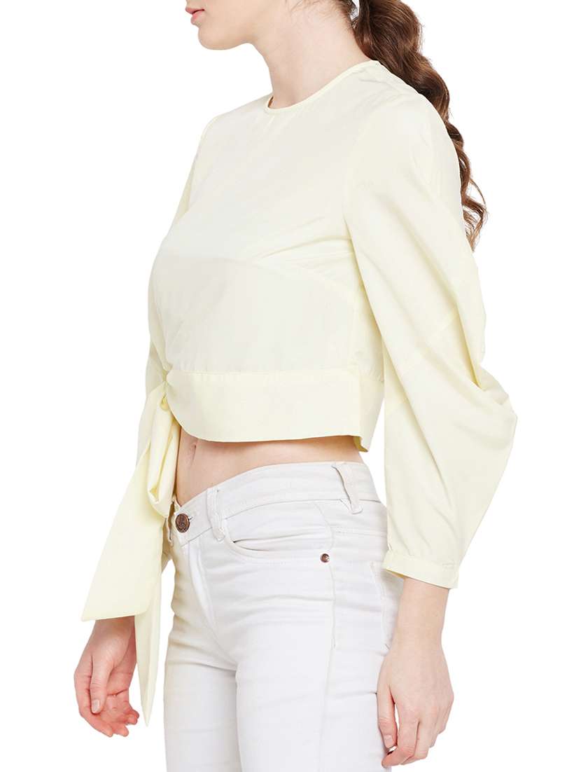 tie up hem crop top - 15066670 -  Standard Image - 1