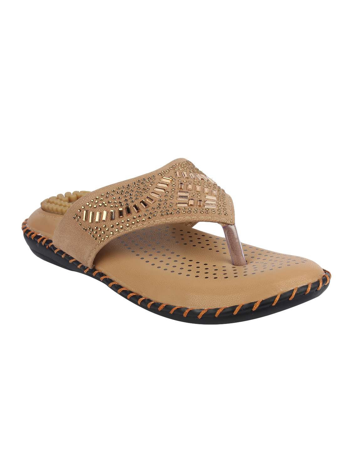 beige faux leather slippers