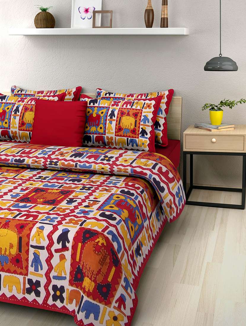 100% cotton king size double bedsheet with 2 pillow covers