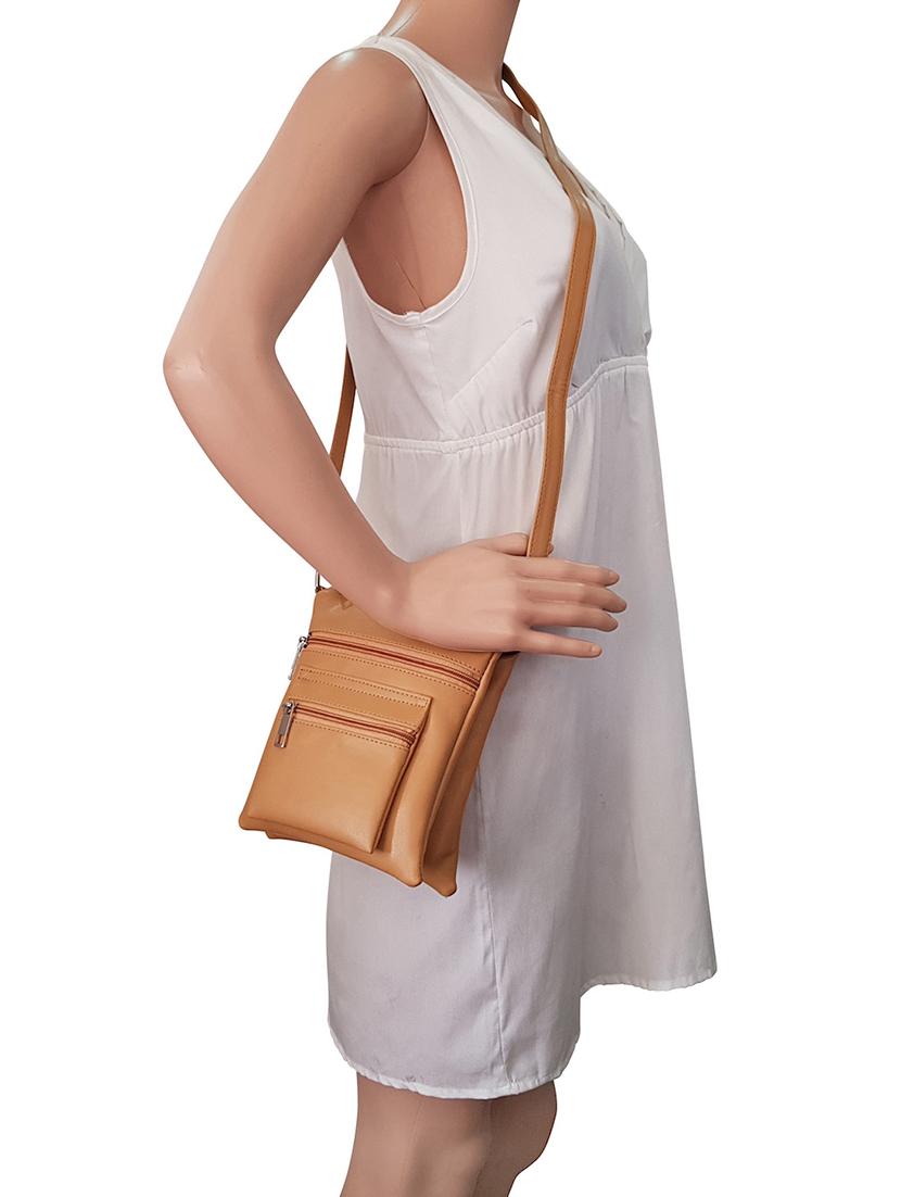 beige leatherette (pu) regular sling bag - 15067532 - Standard Image - 4