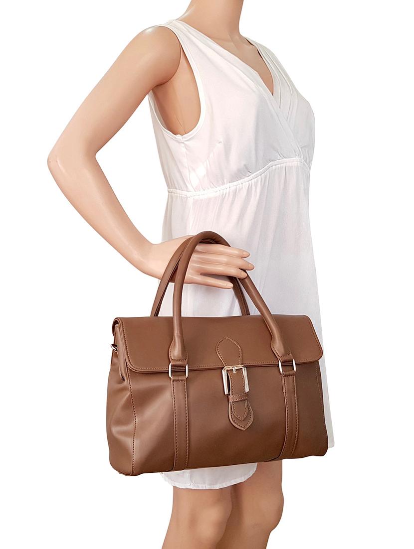 brown leatherette (pu) regular handbag - 15067534 - Standard Image - 4