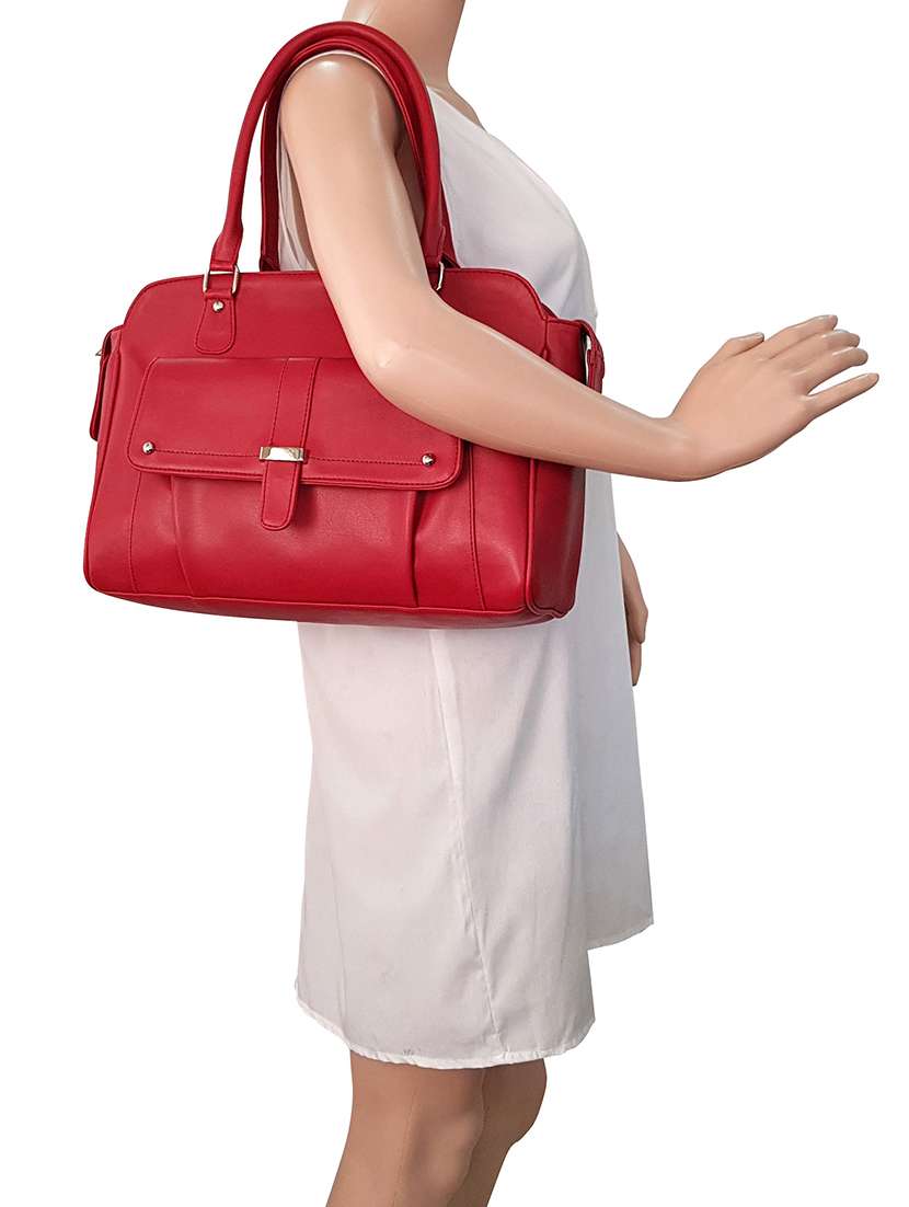 red leatherette (pu) handbag - 15067544 -  Standard Image - 4