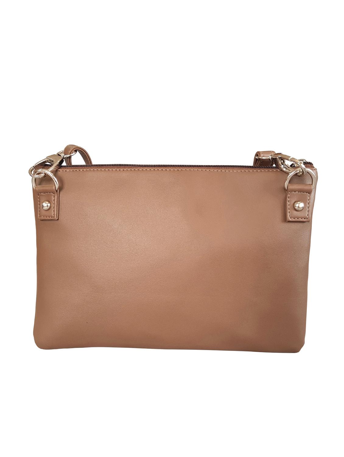 brown leatherette (pu) regular sling bag - 15067553 -  Standard Image - 1