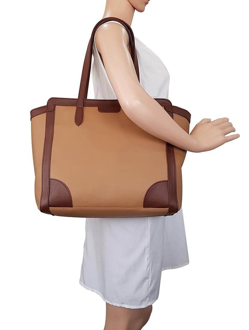 beige leatherette regular handbag - 15067625 - Standard Image - 4