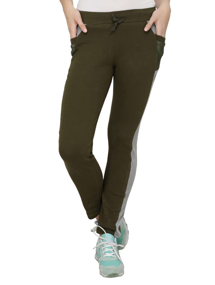green cotton track pants