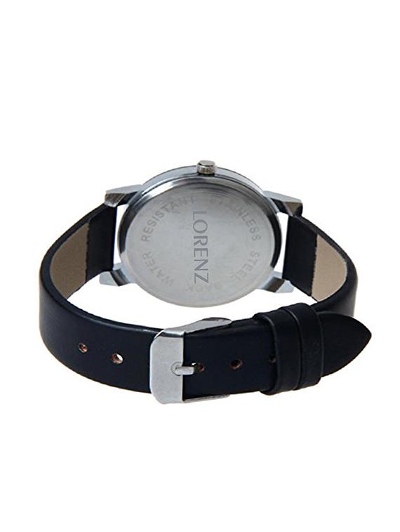lorenz crystal glass round black dial leather strap watch for girls & women - 15068470 - Standard Image - 1
