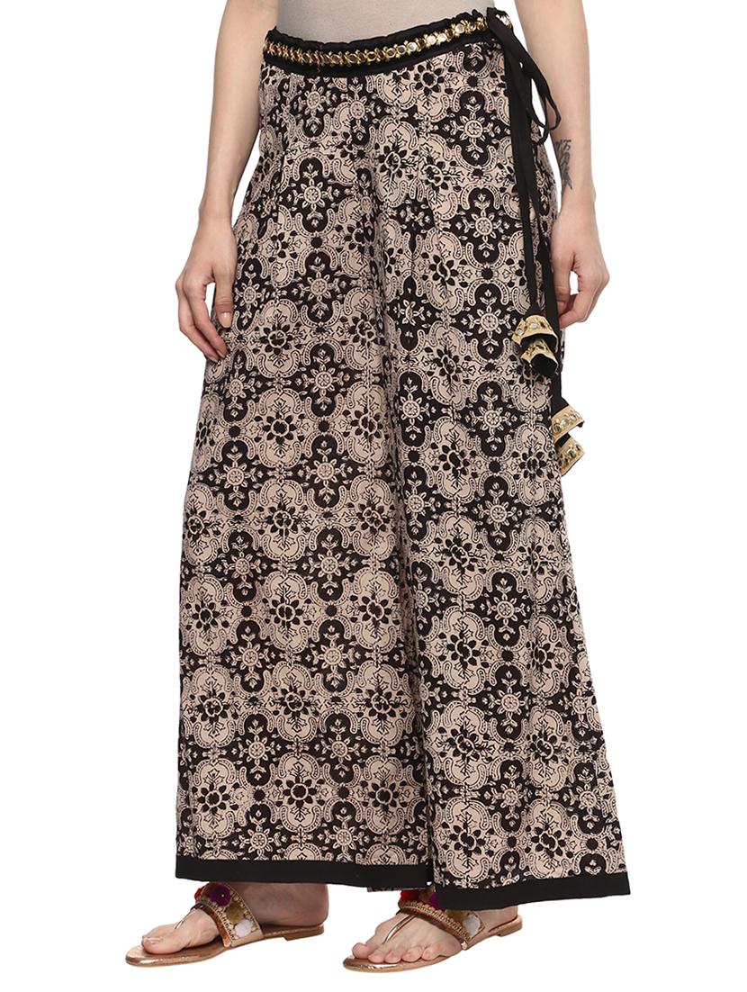 black cotton palazzos - 15069375 - Standard Image - 1