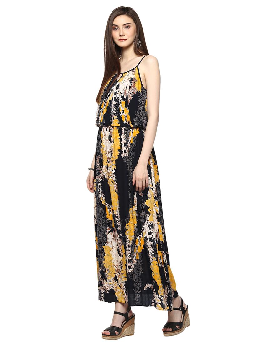 black printed viscose maxi dress - 15070242 -  Standard Image - 1