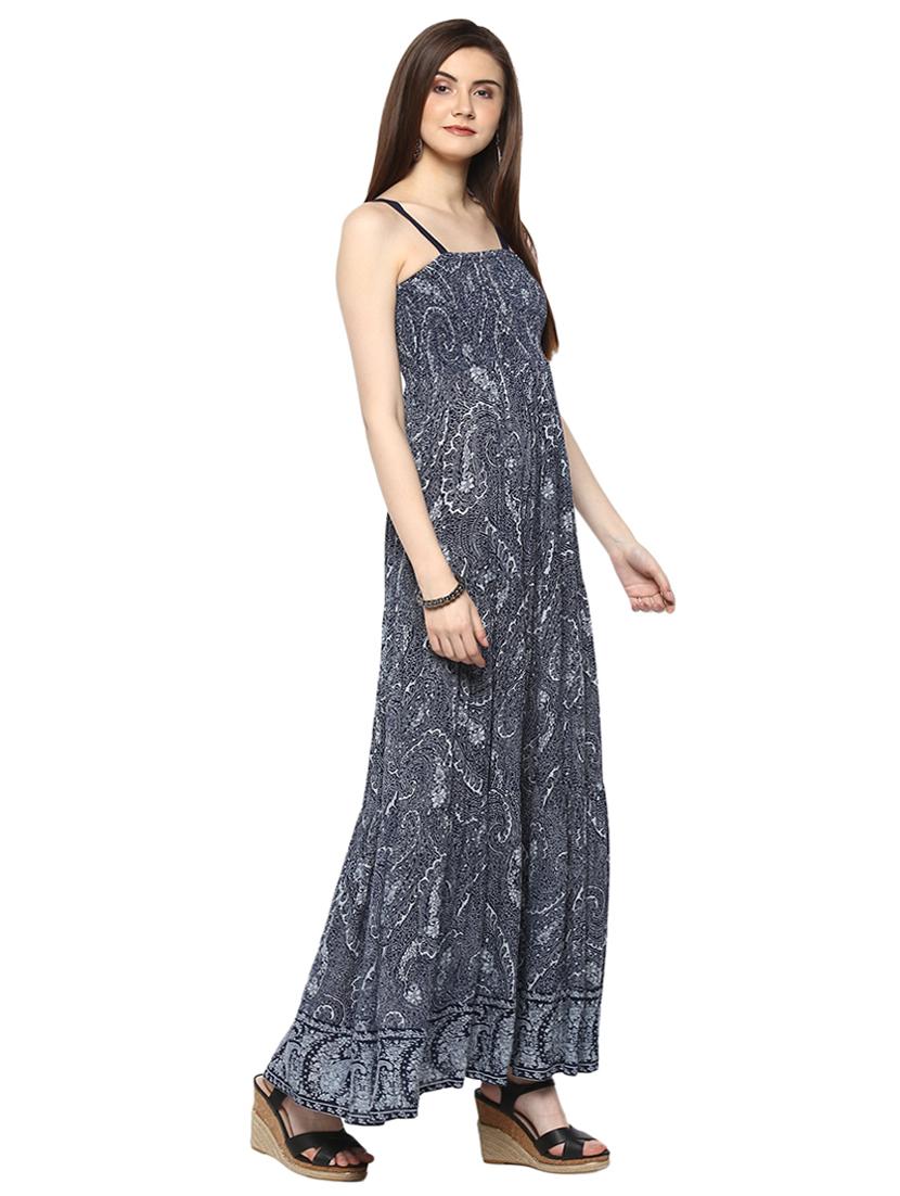 navy blue viscose maxi dress - 15070245 -  Standard Image - 1