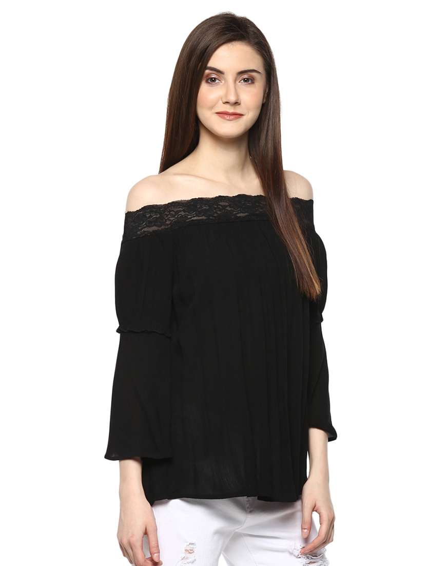 black solid viscose top - 15070250 -  Standard Image - 1