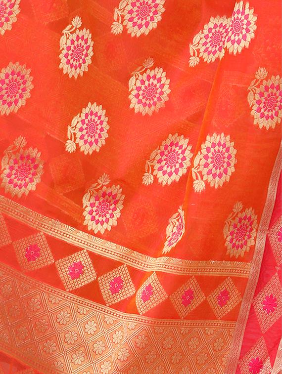 orange banarasi dupatta - 15070782 - Standard Image - 1