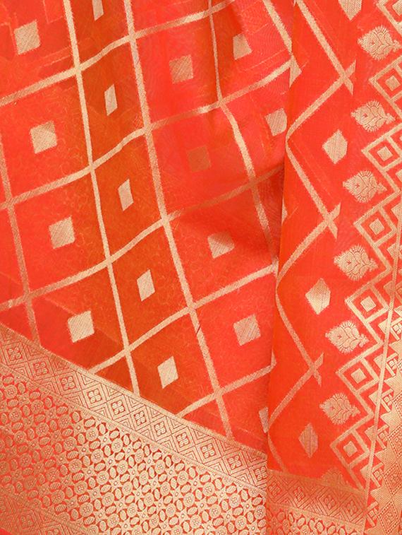 orange banarasi dupatta - 15070808 - Standard Image - 1