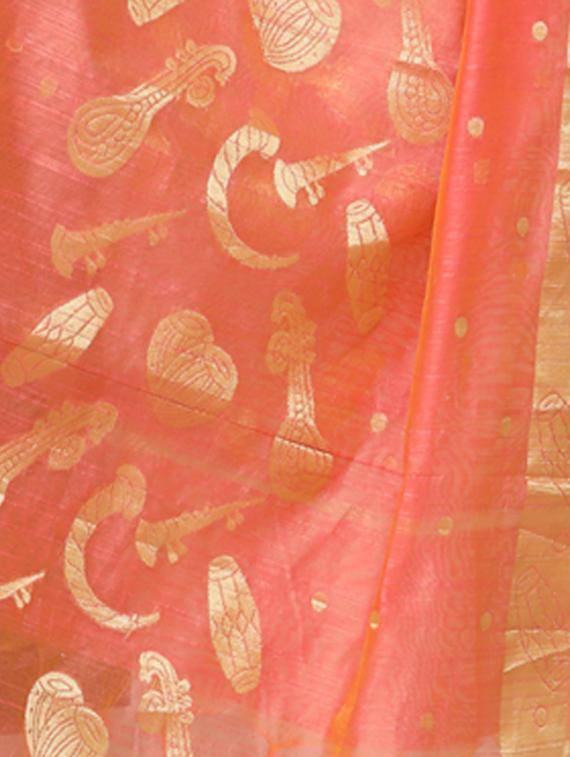 peach banarasi dupatta - 15070812 -  Standard Image - 1