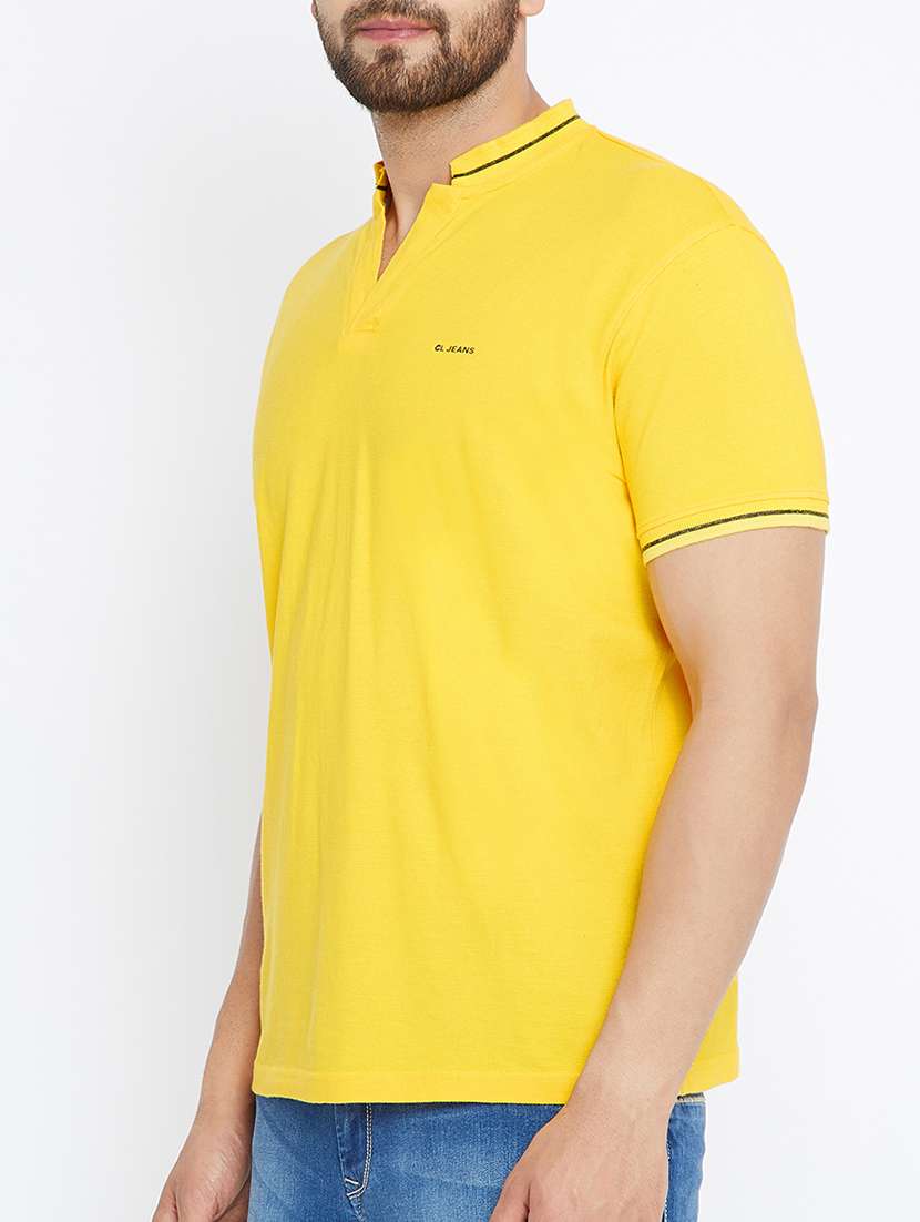 yellow cotton collared t-shirt - 15070939 - Standard Image - 1