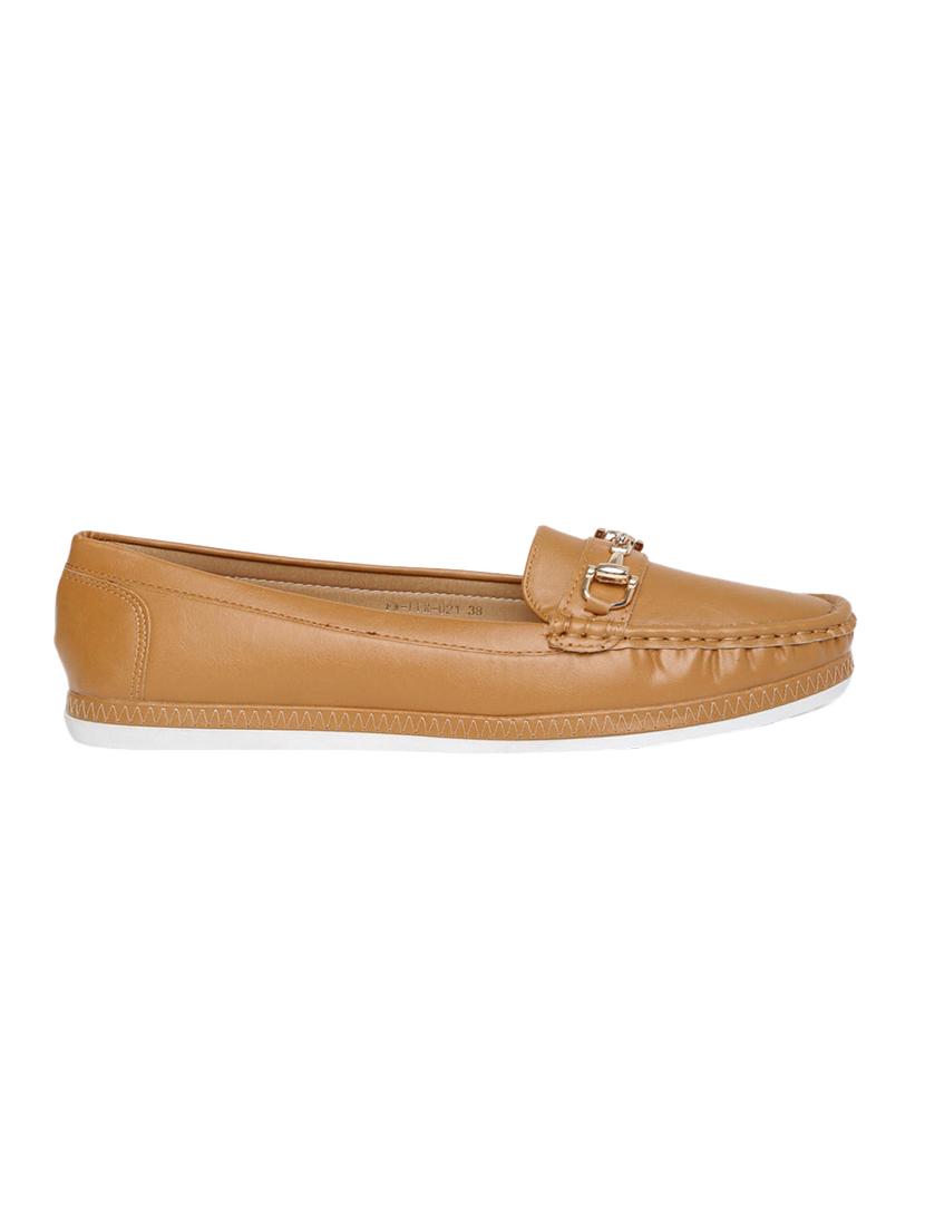 tan pu slip on loafers - 15071931 - Standard Image - 1