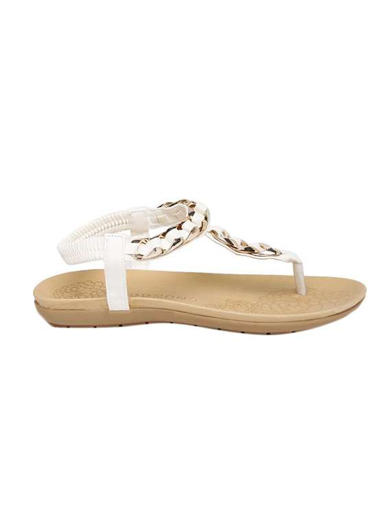 white pu back strap sandals - 15071972 -  Standard Image - 1