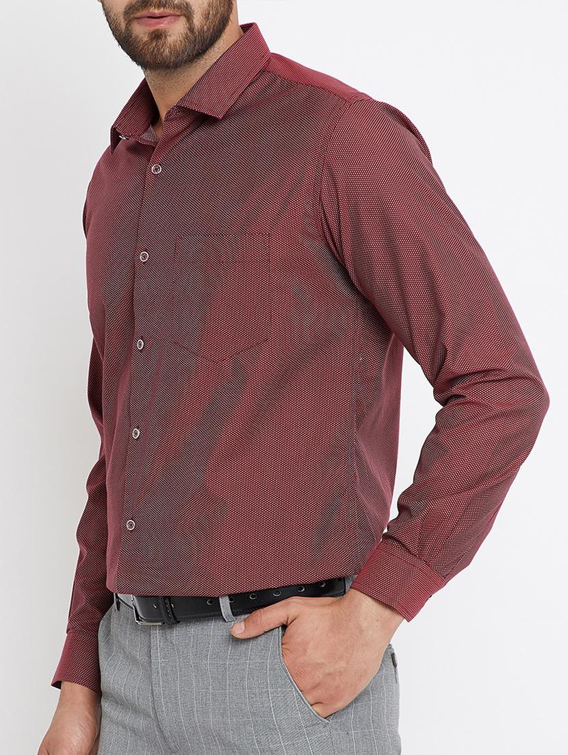 maroon polka dots casual shirt - 15072941 - Standard Image - 1
