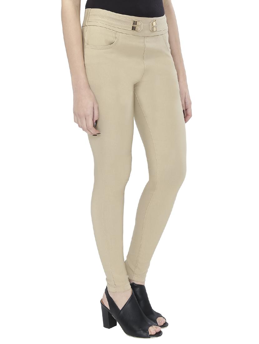 beige cotton jeggings - 15075760 -  Standard Image - 1