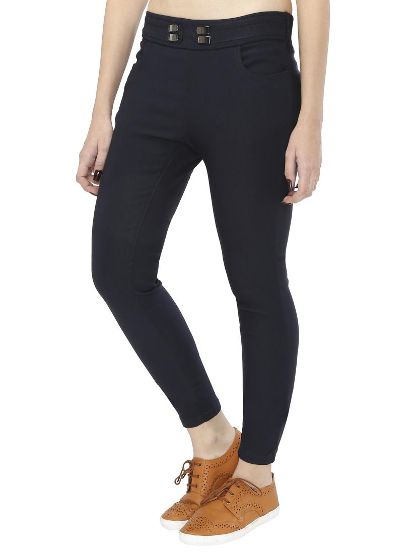 navy blue cotton blend jegging - 15075762 - Standard Image - 1