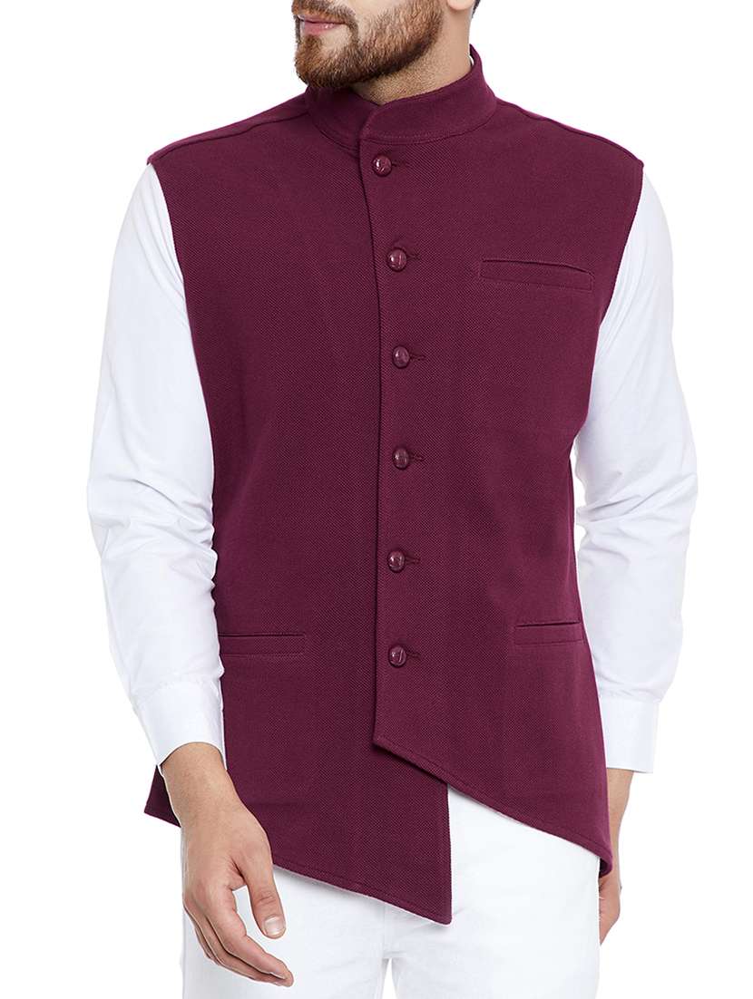 purple cotton nehru jacket