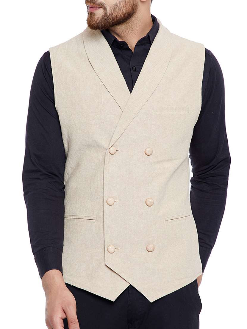 beige cotton waist coat