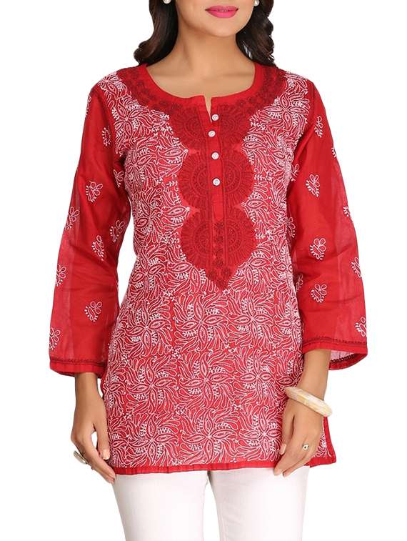 chikankari straight kurti