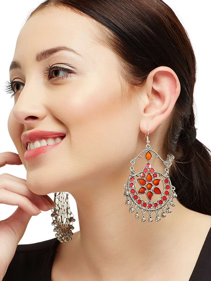 silver metal chandballi earring