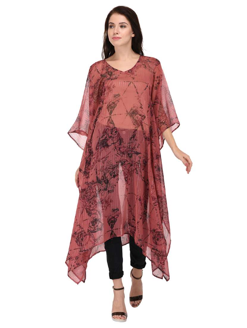 pink printed kaftan