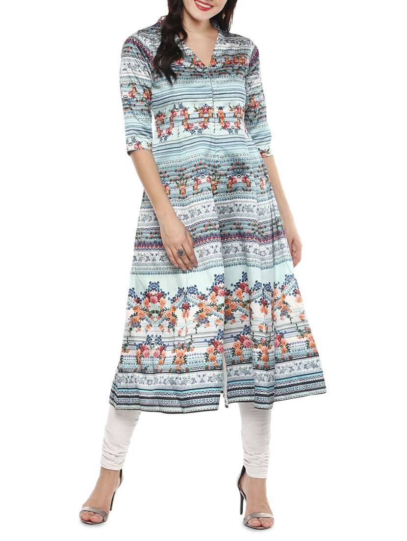 blue art silk anarkali kurta