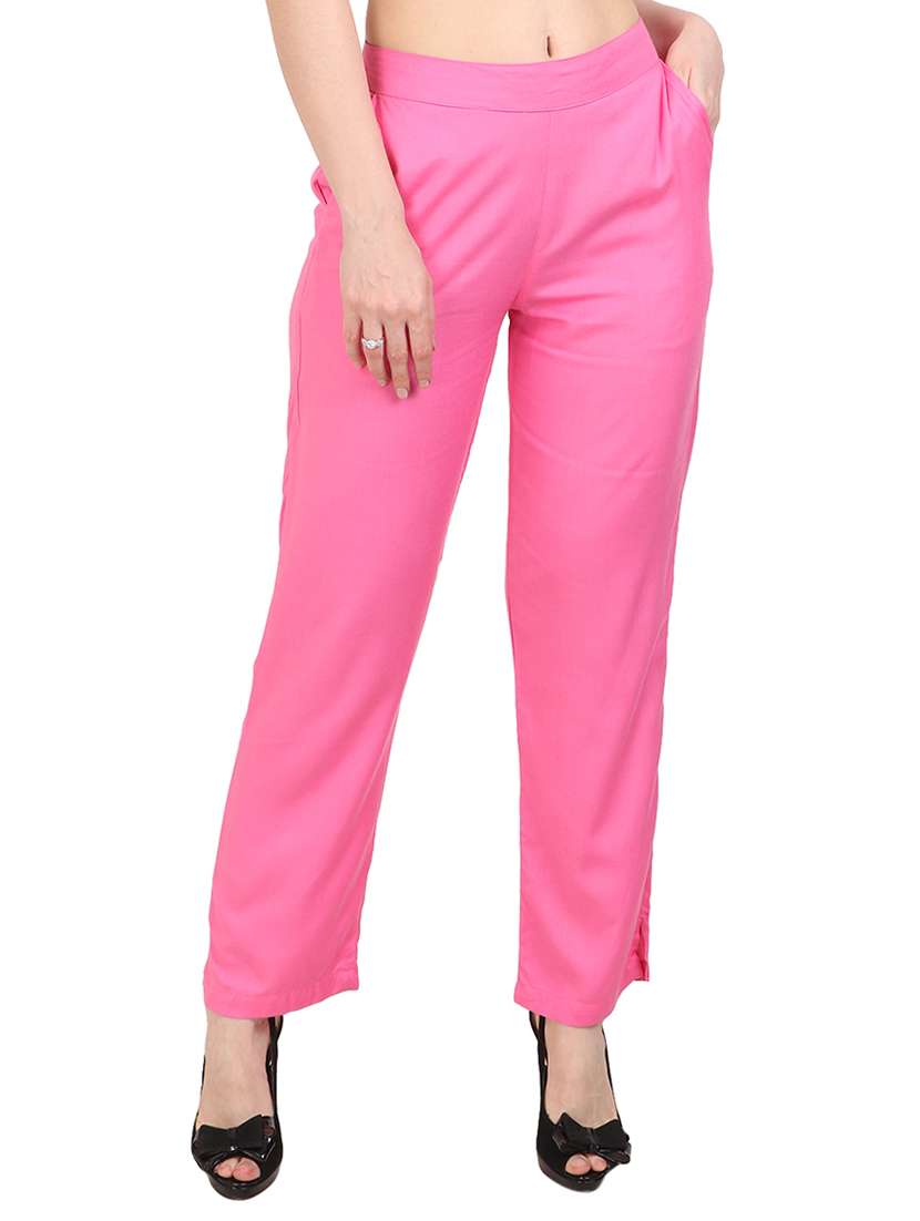 women solid mid rise tailored trouser