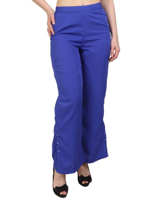 solid blue crepe palazzo - 15083533 - Standard Image - 0