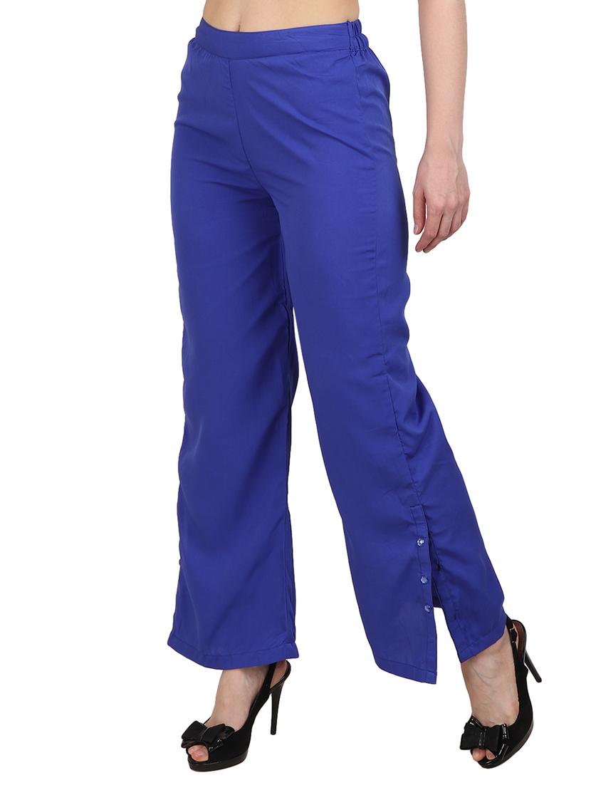 solid blue crepe palazzo - 15083533 -  Standard Image - 1