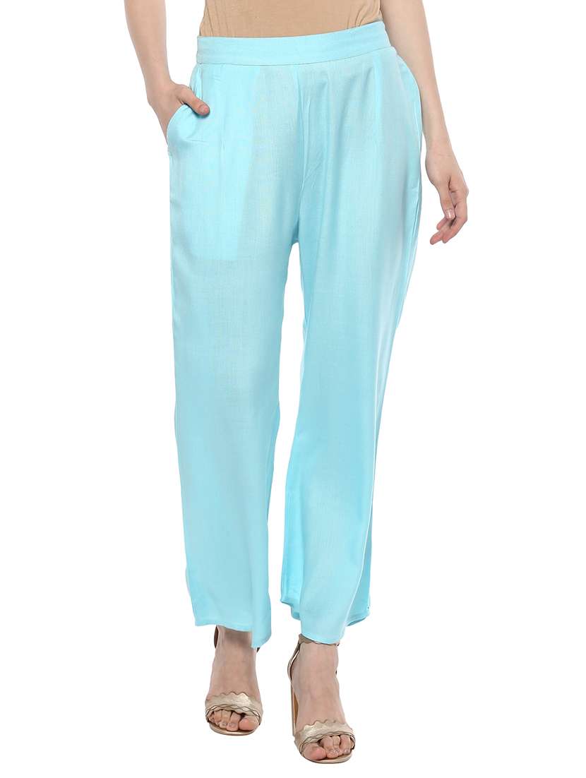 light blue solid rayon palazzo