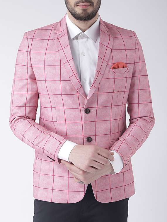 pink polyester casual blazer