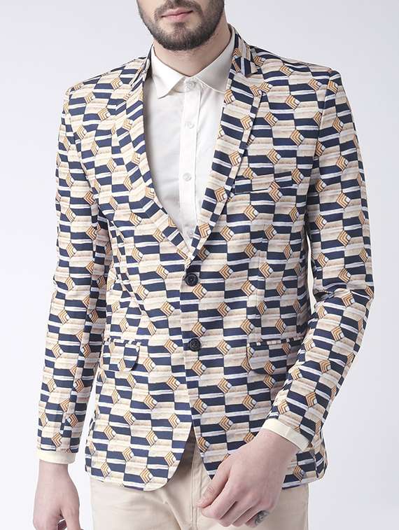 multi colored polyester casual blazer