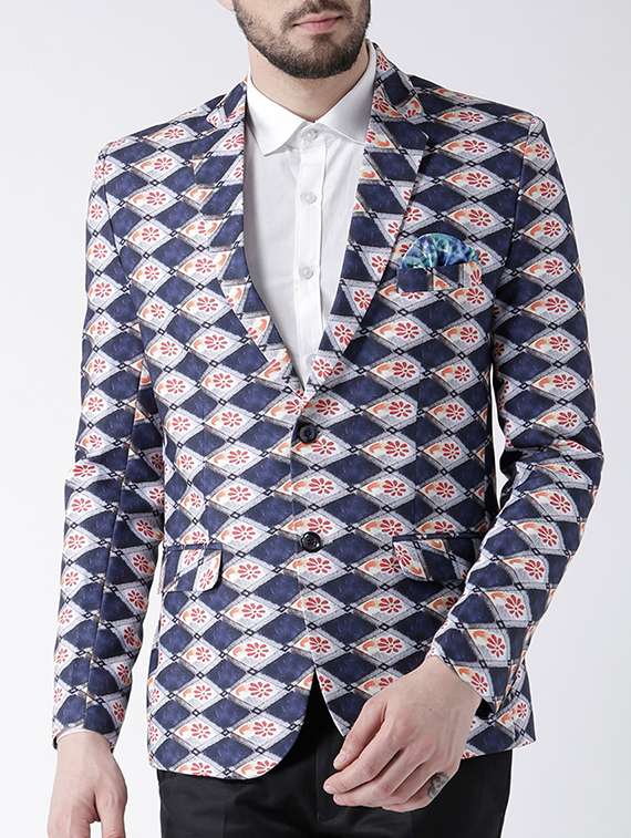multi colored polyester casual blazer