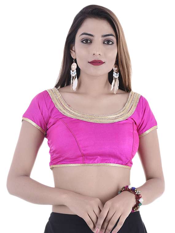 pink silk embroidered blouse