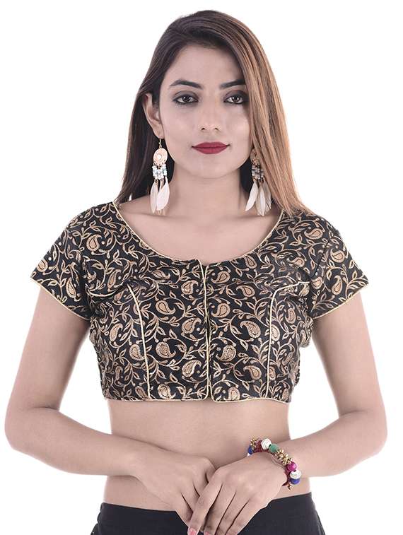 black silk brocade blouse