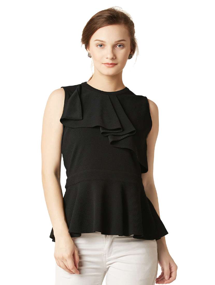 ruffled detail peplum top