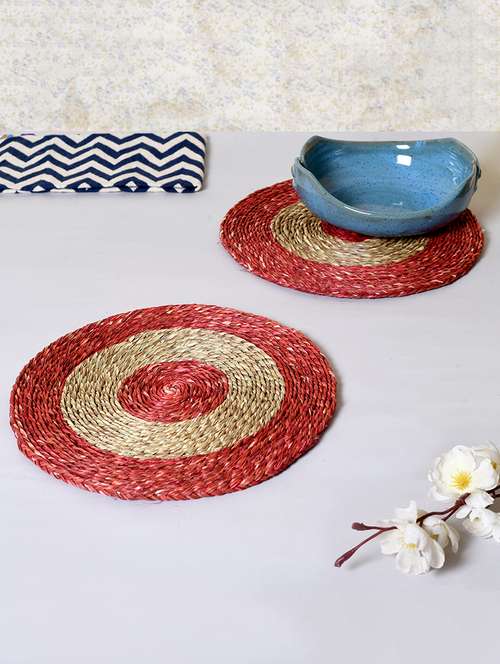 circular red & brown dish coaster set(set of 2) - 15086663 -  Standard Image - 0