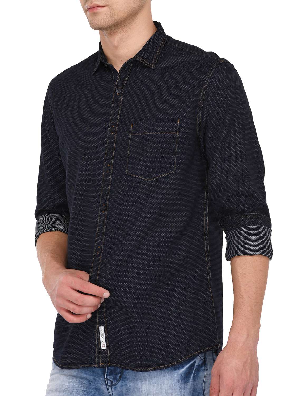 mens self design casual shirt - 15087194 -  Standard Image - 1