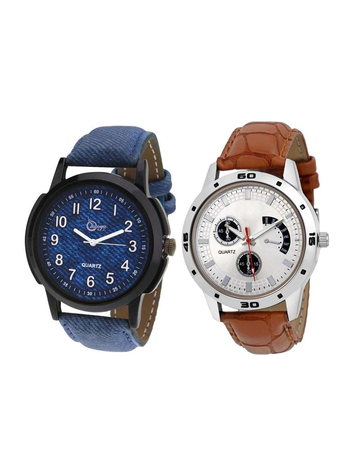 sf102108 round shape dial leather strap watch combo