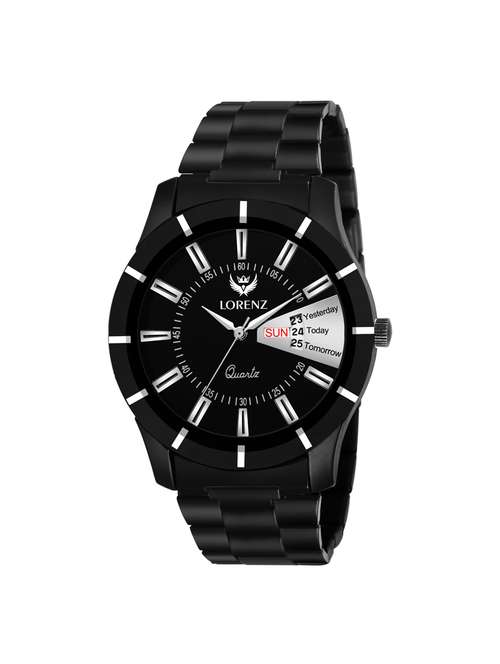 lorenz matte finish day & date functioning black dial men's watch for men - 15091633 - Standard Image - 0