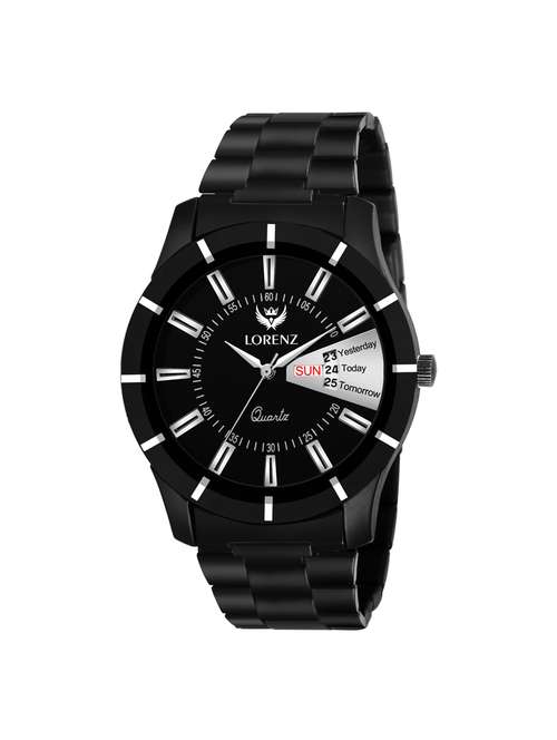 lorenz matte finish day & date functioning black dial men's watch for men - 15091633 -  Standard Image - 0